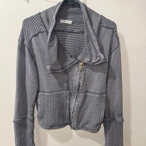 NEW Free People - CROPPED Purple/Gray Sweater Zip-Up, Womens Medium